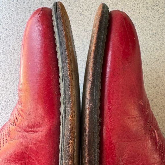 Abilene Boot Co. Red leather cowboy boots 9 western vintage 90s cowgirl 80s - Picture 4 of 16